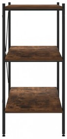 fekete és sötét faszínű 3 szintes polcrendszer 80x40x92 cm