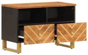 fekete-barna tömör mangófa TV-szekrény 70 x 33,5 x 46 cm