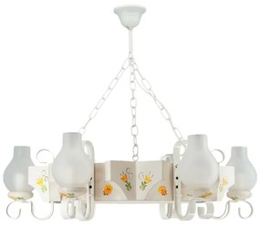 Brilagi - Láncos csillár QUEEN 6xE14/40W/230V bükk/krémszínű