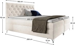 Boxspring ágy, 140x200, fehér Velvet szövet, GULIETTE + ajándék