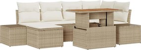 vidaXL Kert étkező szett párnával 7 pcs Beige és krém