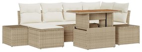 vidaXL Kert étkező szett párnával 7 pcs Beige és krém