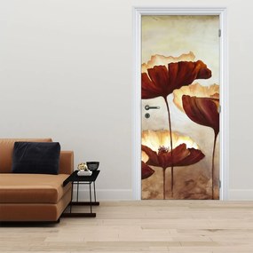 Fotótapéta ajtóra - Piros virágok (95x205cm)