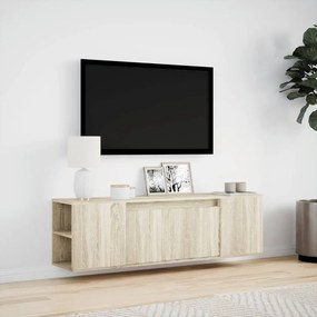 sonoma tölgy színű fali TV-szekrény LED-ekkel 135x31x39,5 cm