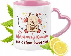 Unokatestvér bögre rózsaszín szív alakú füllel Kávé ajándék