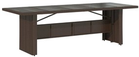 barna polyrattan üveglapos kerti asztal 240 x 90 x 75 cm