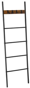 Létra ruhaakasztó, 5 szintes, rusztikus barna és fekete 44x160cm