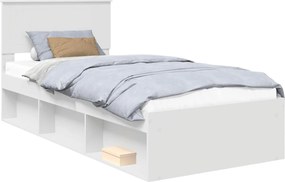 vidaXL Ágykeret fejtámlával Fehér 90 x 200 cm Tömör fenyőfa