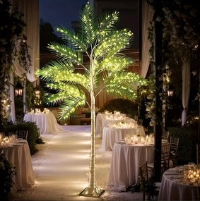 Lámpa LED-es éjjeli lámpa Nagy fa arany Pálma levelek 180cm 1,8M