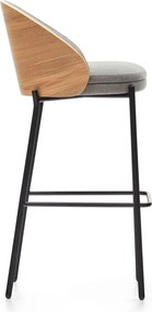 Szürke-natúr színű bárszék (ülésmagasság 77 cm) Eamy – Kave Home