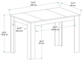 Étkező asztal Line - Light Walnut, Black