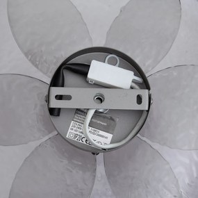 Design mennyezeti lámpa ezüst füstös bordázott üveggel - Kemner