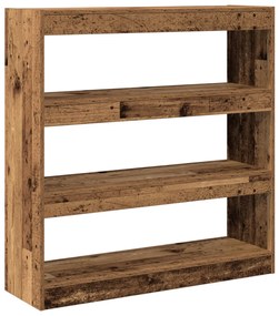 Könyves Szekrény/Szobaelválasztó - Rusztikus Fa - 100x30x103cm - Szerelt Fa