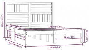 vidaXL fehér tömör fenyőfa ágykeret 120 x 200 cm