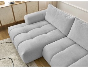 Világosszürke kinyitható-tárolóhelyes sarokkanapé (bal oldali-heverő résszel) Fuji – Bobochic Paris