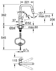 GROHE 30631000 - Mosogató csaptelep QUICKFIX START 362 mm, fényes króm