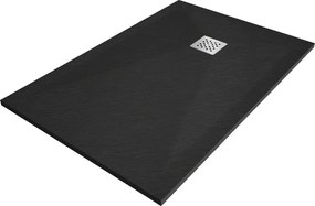 Mexen Stone+ 90 x 80 cm-es téglalap alakú kompozit zuhanytálca, fekete - 44708090