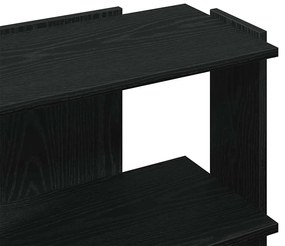 3 szintes fekete szerelt fa könyvespolc 60x30x60 cm
