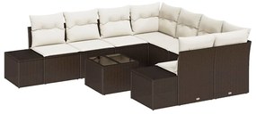 vidaXL Kerti Kanapé Szett párnával 9 pcs Barna polirattan