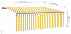 sárga-fehér automata kihúzható napellenző redőnnyel 4 x 3 m