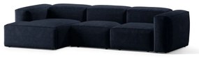 Sötétkék kordbársony sarokkanapé (bal oldali-heverő résszel) Bergano – Cosmopolitan Design
