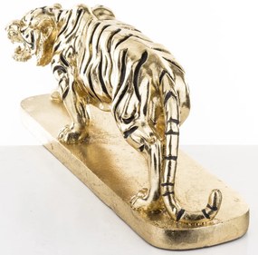 Tropical design nagy méretű arany-fekete tigris szobor otthon dekorációs figura 19x45x12cm