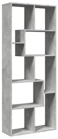 betonszürke szerelt fa elválasztó könyvespolc 67x25x161,5 cm