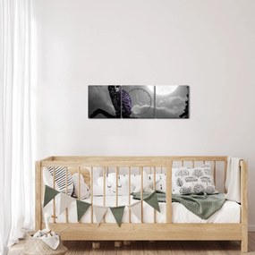 Kép - Éjjeli bagoly, lila bagoly (órával) (90x30 cm)
