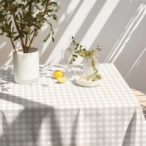 Goldea szögletes terítő 100% pamutvászon - latté kockás 140 x 220 cm