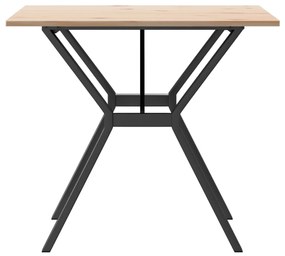 tömör fenyőfa és öntöttvas étkezőasztal Y-vázzal 90x90x75 cm