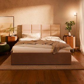 York kétszemélyes ágykeret (matrac nélkül), szövet, 180 x 200, szürke