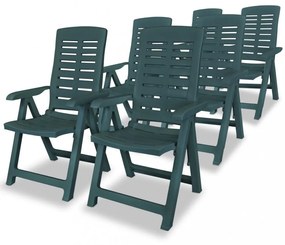 6 db zöld dönthető műanyag kerti szék