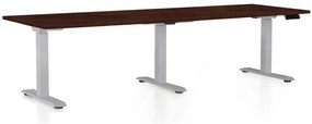 OfficeTech Long állítható magasságú asztal, 240 x 80 cm, szürke alap, wenge