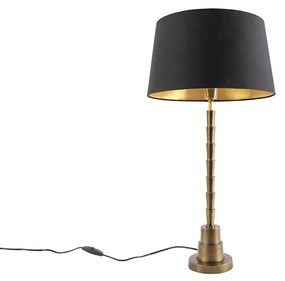 Art deco asztali lámpa bronz, pamut árnyalatú fekete, 35 cm - Pisos