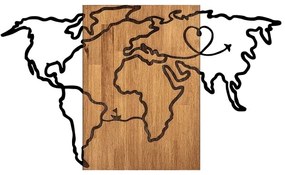 Fali dekoráció 118x70 cm fa/fém térkép