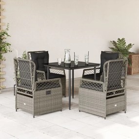 5részes világosszürke polyrattan kerti étkezőgarnitúra párnával