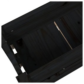 fekete tömör fenyőfa növénytartó 77x25x66 cm