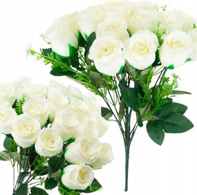 Rózsák, Fehér Rózsacsokor 18 Sűrű művirág Élő Dekoráció húsvét