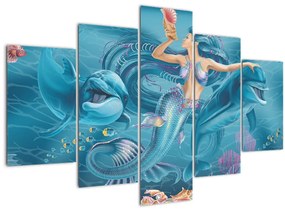Kép - Sellő delfinekkel (150x105 cm)