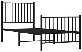 fekete fém ágykeret fej- és lábtámlával 75 x 190 cm
