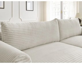 Krémszínű kordbársony kinyitható sarokkanapé (jobb oldali) Lucien – Bobochic Paris