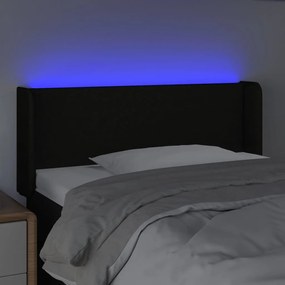 fekete szövet LED-es fejtámla 93 x 16 x 78/88 cm