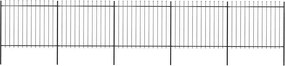 vidaXL fekete acélkerítés lándzsás tetejű szegéllyel 892,5 x 150 cm