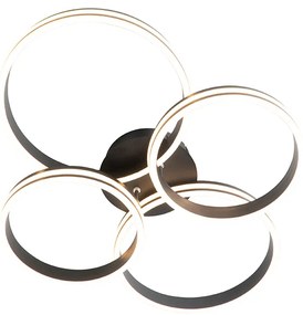 Mennyezeti lámpa fekete, beépített LED-del, 3 fokozatú fényerő-szabályozóval, 4 lámpás - Navara