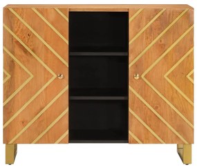 barna és fekete tömör mangófa kisszekrény 90x33,5x75 cm