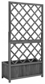fekete tömör fenyőfa rácsos kerti ültetőláda 70 x 30 x 135 cm