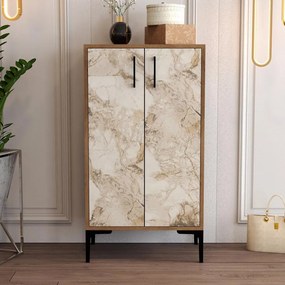 Cipőtároló Prag - Diós, Fehér Marble