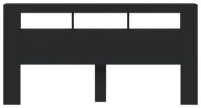 fekete szerelt fa LED-es fejtámla 200 x 18,5 x 103,5 cm