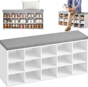 Ülőpad Cipőtartó állvány Puha Ülőfelülettel 30x105x48 15 polc