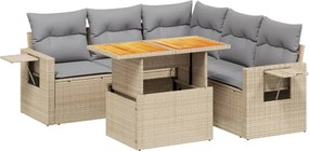 vidaXL 6 részes bézs polyrattan kerti ülőgarnitúra párnával